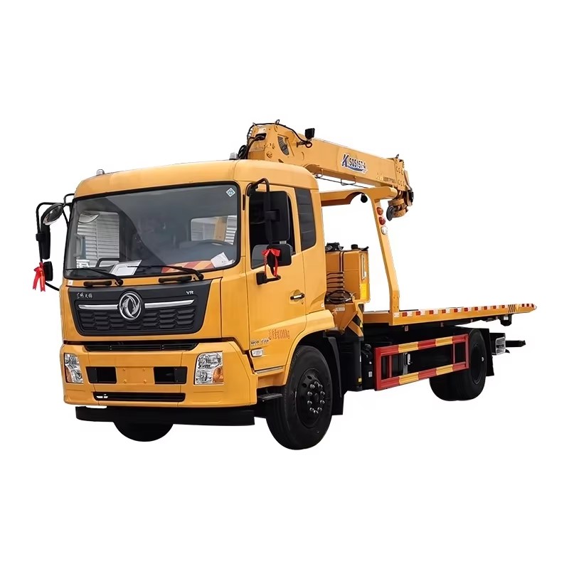 Dongfeng KR 4x2 Flatbed Towing Wrecker Truck Mounted with 8 Ton Crane for Emergency Rescue, Road Cle